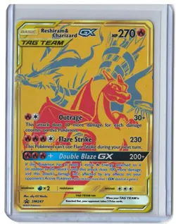 Pokemon TCG Reshiram and Charizard GX Tag Team Promo Card SM247 NM - Image 1