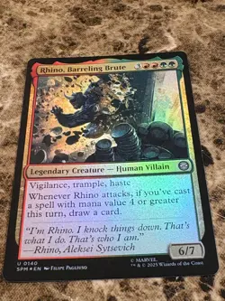 RHINO, BARRELING BRUTE Magic MTG Spiderman Foil - Image 1