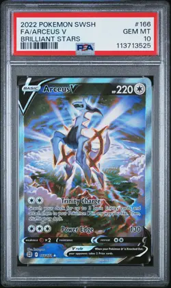 2022 POKEMON SWORD & SHIELD BRILLIANT STARS #166 FULL ART/ARCEUS V PSA 10 - Image 1