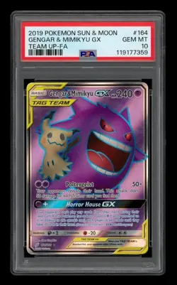 2019 Pokemon S&M Team Up 164 Gengar & Mimikyu Gx PSA 10 Chaser/Mystery Pack - Image 1