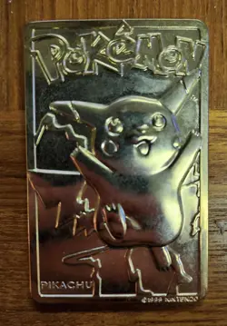 Vintage 1999 Gold Plated Pikachu Pokemon Card, Burger King, 25 - Image 1