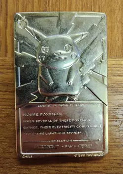 Vintage 1999 Gold Plated Pikachu Pokemon Card, Burger King, 25 - Image 2