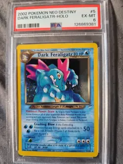 2002 Pokemon Neon Destiny Dark Feraligatr Holo Rare 5/109 PSA 6 EX MT - Image 1