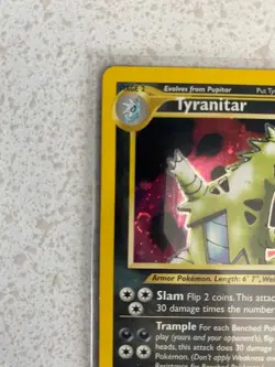 💥 Tyranitar # 4/75 Holo w/ Swirl Rare Neo Discovery Pokemon TCG 2001 Vintage - Image 3