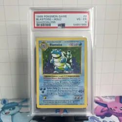 Blastoise Base Set 2/102 Holo Shadowless Holo Rare Pokemon PSA 4 - Image 1