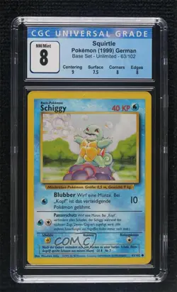 Squirtle German Pokemon Base Set CGC 8 1999 - Image 1