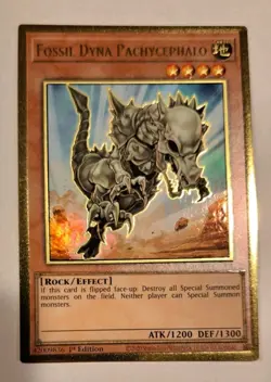 Yu-Gi-Oh! Fossil Dyna Pachycephalo | MGED-EN008 | (Premium Gold Rare) 1st ed NM - Image 1