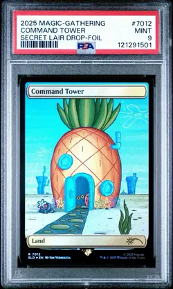 2025 Magic The Gathering SpongeBob Secret Lair Command Tower Foil #7012 PSA 9 89 - Image 1