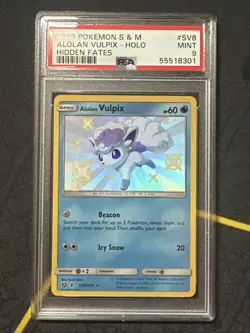 2019 Pokemon Hidden Fates Alolan Vulpix Shiny Holo Rare #SV8 PSA 9 Mint - Image 1