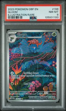 PSA 8 2023 POKEMON OBF EN-OBSIDIAN FLAMES ILLUSTRATION RARE #198 GLOOM - Image 1