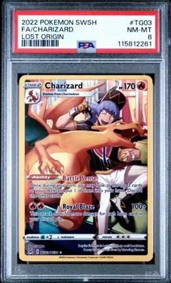 2022 Pokemon SWSH Lost Origin Charizard TG03/TG30 PSA 8 - Image 1