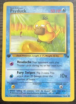 1st Edition Psyduck 53/62 Pokemon TCG WOTC Base Set Fossil LP - Image 1