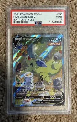 PSA 9 Tyranitar V #155/163 Alternate Full Art 2021 Pokemon SwSh Battle Styles - Image 1