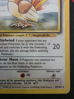 Pokemon TCG: Pidgeotto 022/102 Rare Non-Holo Unlimited Base Set MP - Image 5