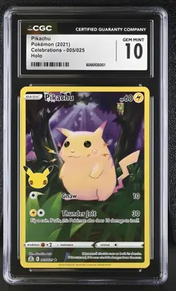 2021 Pokemon Celebrations Pikachu 005/025 Full Art CGC 10 - Image 1