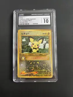 Pokemon TCG Pichu CGC 10 Japanese Neo Premium File 2 Reverse Holo #172 - Image 1