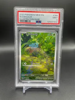 Pokemon 2023 Mew en Bulbasaur Illustration Rare Card 166/165 PSA 9 - Image 1