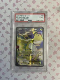 PSA 6 Ampharos EX 87/98 XY Ancient Origins 2015 Pokemon Card Full Art Holo Foil - Image 1