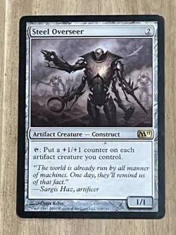 MTG Magic The Gathering Card Steel Overseer 214 249 M11 Lightly Played LP - Image 1