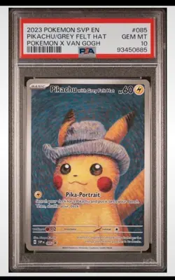 2023 Pokemon Pikachu Van Gogh Grey Felt Hat Promo SVP EN #085 PSA 10 GEM MINT - Image 1