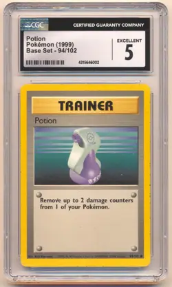 1999 POKEMON BASE SET POTION #94/102 CGC 5 - Image 1