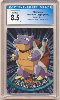 1999 POKEMON TOPPS SERIES 1-9 BLASTOISE SILVER FOIL #09 CGC 8.5 - Image 1