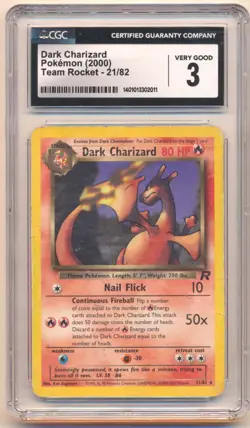 2000 POKEMON TEAM ROCKET DARK CHARIZARD #21/82 CGC 3 - Image 1