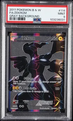 2011 POKEMON B&W GRAY BACKGROUND #114 FULL ART/ZEKROM PSA 9 - Image 1