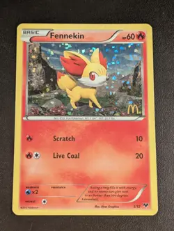 Fennekin 3/12 NM Holo McDonald’s Promo 2013 Pokemon Card XY Black Star Promo - Image 1