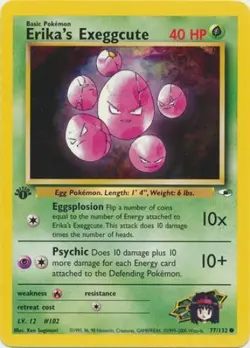 Pokemon Card - Gym Heroes 77/132 - ERIKA'S EXEGGCUTE (common) *1st Edition* NM - Image 1