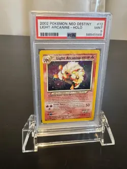 Pokemon Neo Destiny Holo Card 2002 Light Arcanine 12/105 PSA 9 With Swirl - Image 1