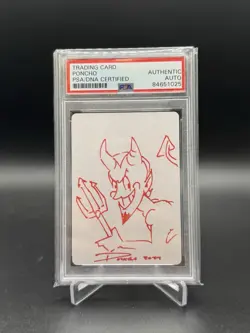 Poncho Sketch - Old Scratch Sketch/Auto - Official MetaZoo Blank Card Psa - Image 1