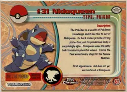 NIDOQUEEN #31, Series 1 - 2000, Topps TV Animation Edition Chrome Pokemon Card - Image 5