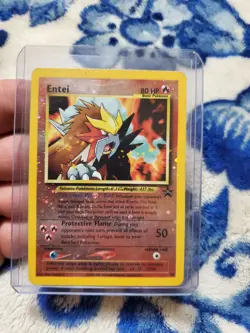 HEAVY PLAYED Pokemon Card - Entei #34 Black Star WOTC Movie Promo Reverse Holo - Image 1