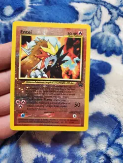 HEAVY PLAYED Pokemon Card - Entei #34 Black Star WOTC Movie Promo Reverse Holo - Image 4