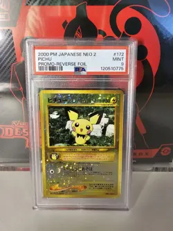 Pokemon Pichu Neo 2 Promo Card 2000 Reverse Holo Foil PSA 9 Japanese, No 172 - Image 1