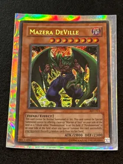 1996 Vintage YU-GI-OH Mazera DeVille Trading Card ATK/2800 DEF/2300 AST-111 - Image 1