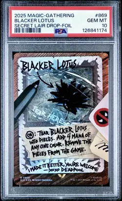 2025 MTG Deadpool Blacker Lotus #869 Secret Lair Drop PSA 10 Gem Mint Low Pop 🔥 - Image 1