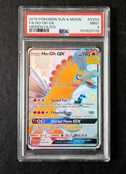 2019 Pokemon Sun & Moon Hidden Fates Full Art # SV50 Ho - Oh GX MINT PSA 9 - Image 1