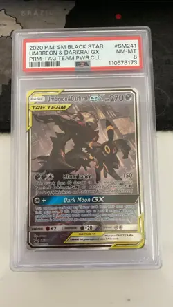 2020 Pokemon Sun and Moon Umbreon & Darkrai GX Black Star Promo #SM241 PSA 8 - Image 1