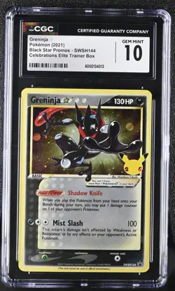 CGC 10 GEM MINT Black Star Promo Greninja Gold Star SWSH144 Celebrations Pokemon - Image 1