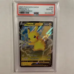 2021 Pokemon SWSH Fusion Strike Pikachu V #086/264 PSA 10 - Image 1