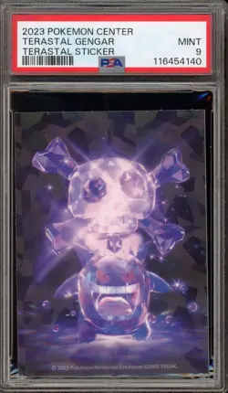 Pokemon Terastal Gengar Terastal Sticker Pokemon Center PSA 9 Mint - Image 1