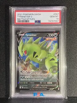 2021 Tyranitar V Pokemon Sword & Shield Battle Styles 097/163 PSA 10 - Image 1