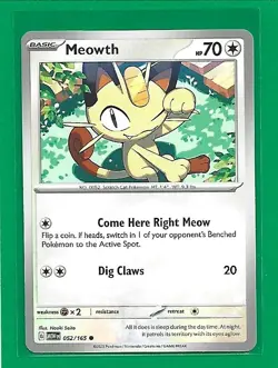 Pokemon TCG Scarlet & Violet 151 Meowth #52/165 Regular Common - Image 1