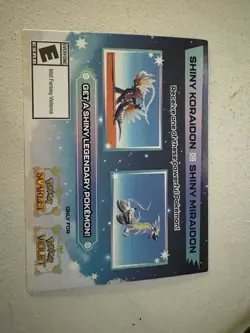 POKEMON SCARLET / VIOLET -SHINY MIRAIDON OR SHINY KORAIDON CODE CARD UNSCRATCHED - Image 1