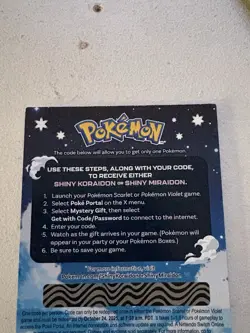 POKEMON SCARLET / VIOLET -SHINY MIRAIDON OR SHINY KORAIDON CODE CARD UNSCRATCHED - Image 2