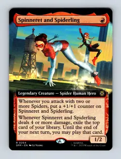 Spinneret and Spiderling (Extended Art) Marvel's Spider-Man Non-Foil MTG NM - Image 1