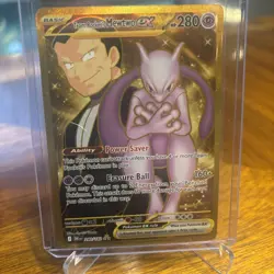 Team Rocket's Mewtwo ex 240/182 Destined Rivals Pokemon Gold Hyper Rare TCG - Image 1