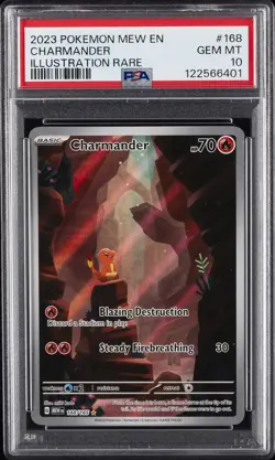 2023 POKEMON MEW EN-151 ILLUSTRATION RARE #168 CHARMANDER PSA 10 - Image 1